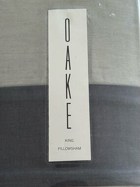 Set of 2 - NEW OAKE Bedding 100% Cotton King Pillows Shams in Two-Tone Gray